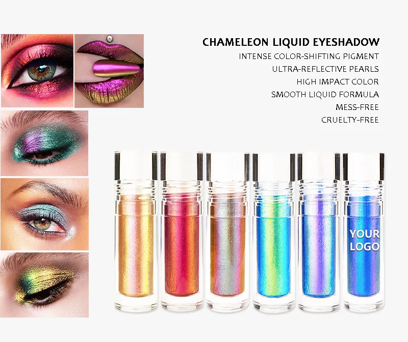 Chameleon Liquid Eyeshadow Multichrome Liquid Light Pigment Shimmer Finish Dark Skin Tones Low MOQ Pressed Eye Shadow Product
