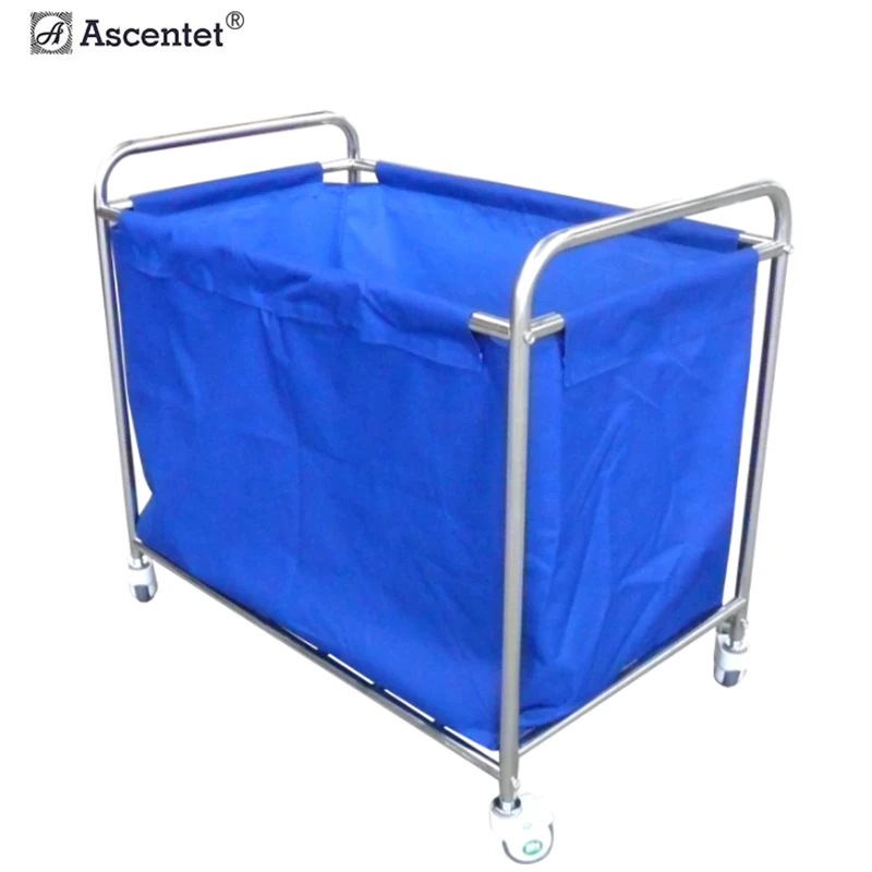 Hospital furniture cheap dirty solid linen portable dressing trolley bag laundry linen trolley