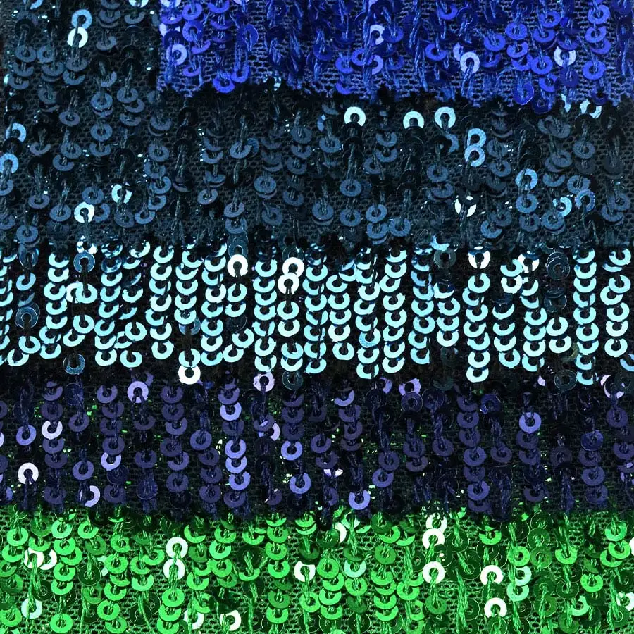 Stretch Sequin Fabric for Wedding Party Evening Dress Wholesale Ereflective Tape Stickerlue 3mm Stripe Custom Free Mesh Fabric