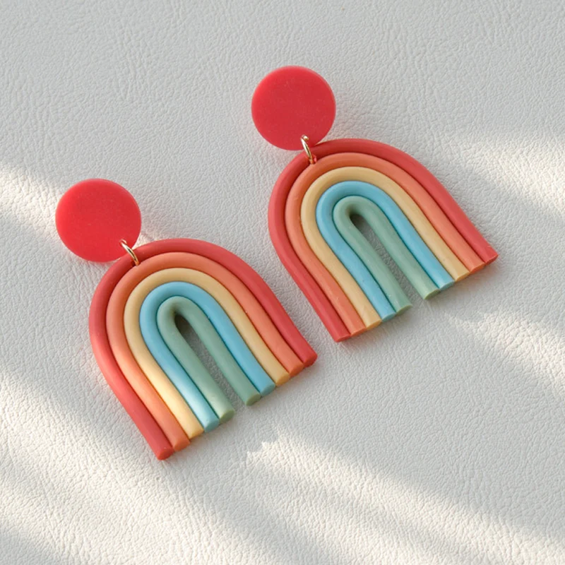 Plated Korean Clay Polymer Earrings Jewelry Geometric U-shaped Polymer Clay Earrings Gold 2022 New Trendy for Women Heart 10 G