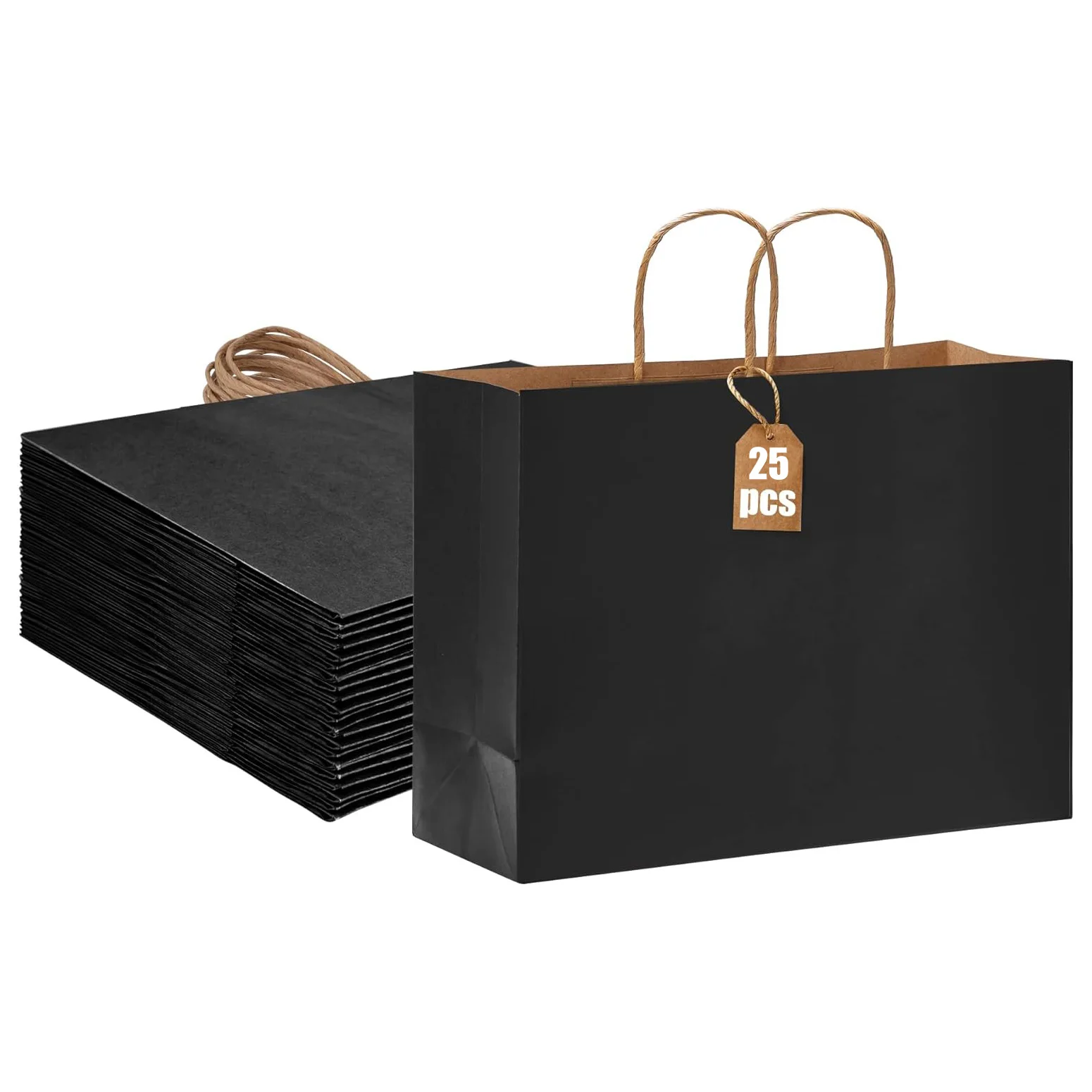 Black kraft paper degradable 10*5*13 inches wholesale Unisex Clothing food and sundries shopping china pack bags