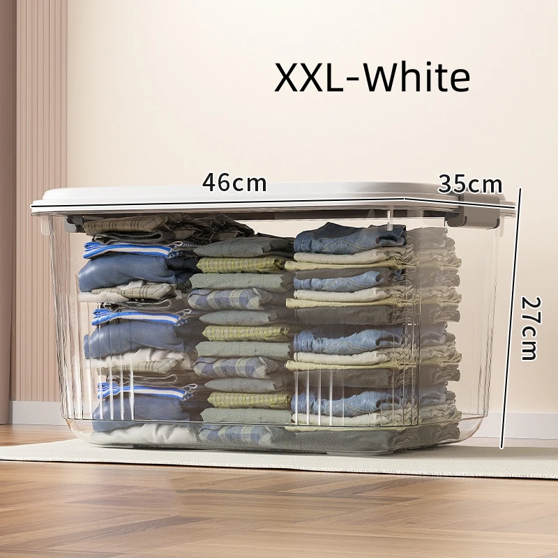 Plastic Storage Boxes Bin Tote Organizing Container with Durable Lid and Secure Latching Buckles Stackable for Toys Clothes