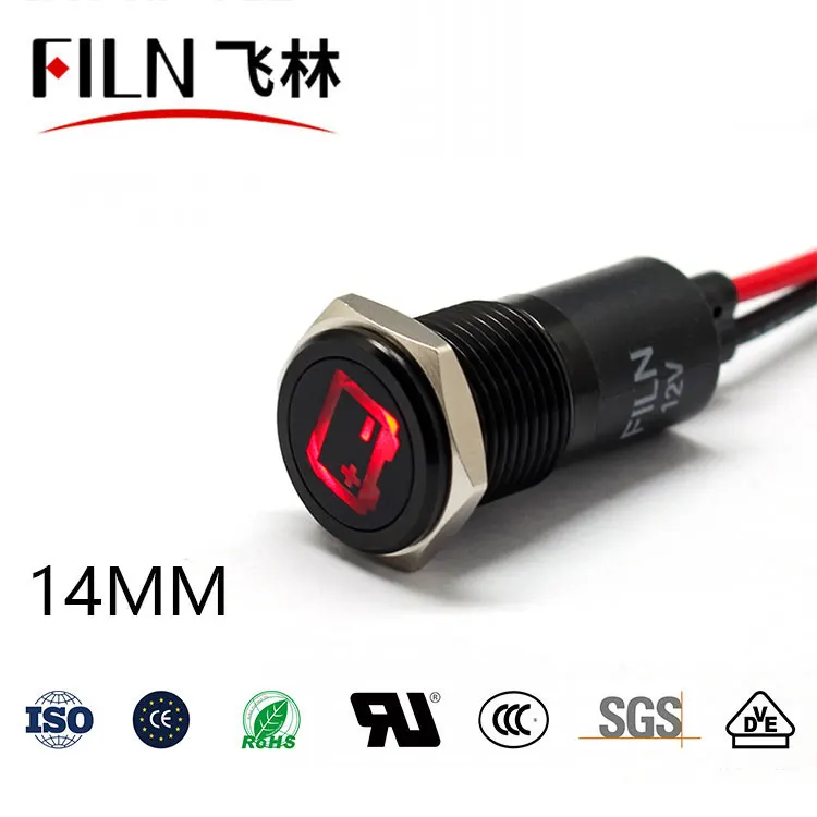 14mm Waterproof Lamp FILN 12V LED Car Boat LED Warning Dashboard Signal Lights Instrument Pilot light 220V