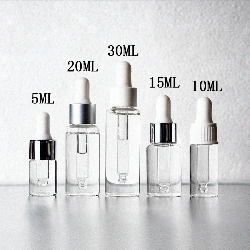 50ml White Pink Amber Gold Luxurious Glass Bottles With Dropper Pipette