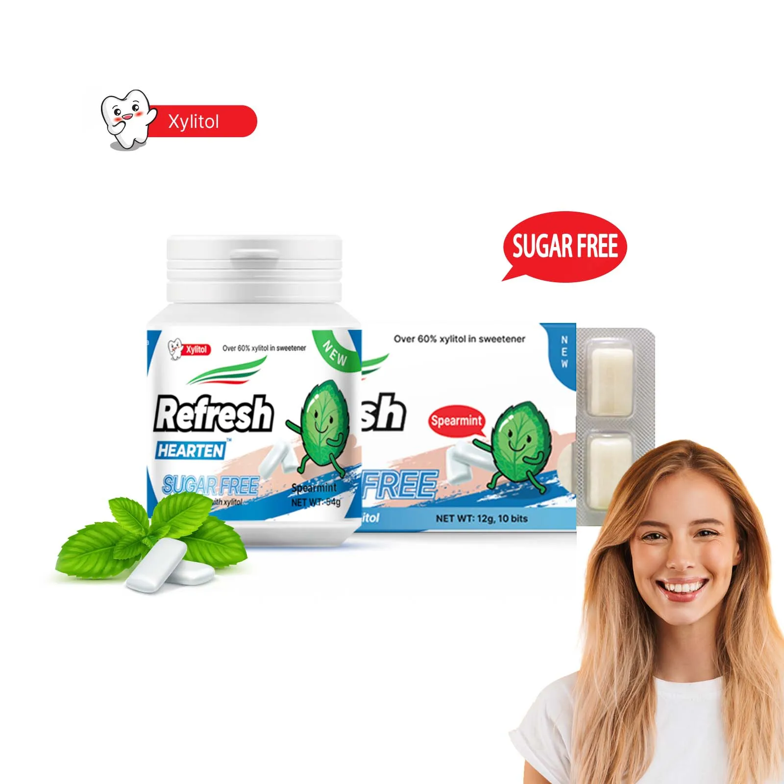 Chewing gum with xylitol free sugar