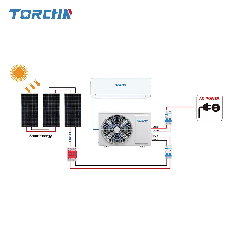 12000 18000 24000 BTU AC Solar Powered Deye Air Conditioner DC Off Grid Solar Air Conditioner Hybrid Mini Split Power Saving