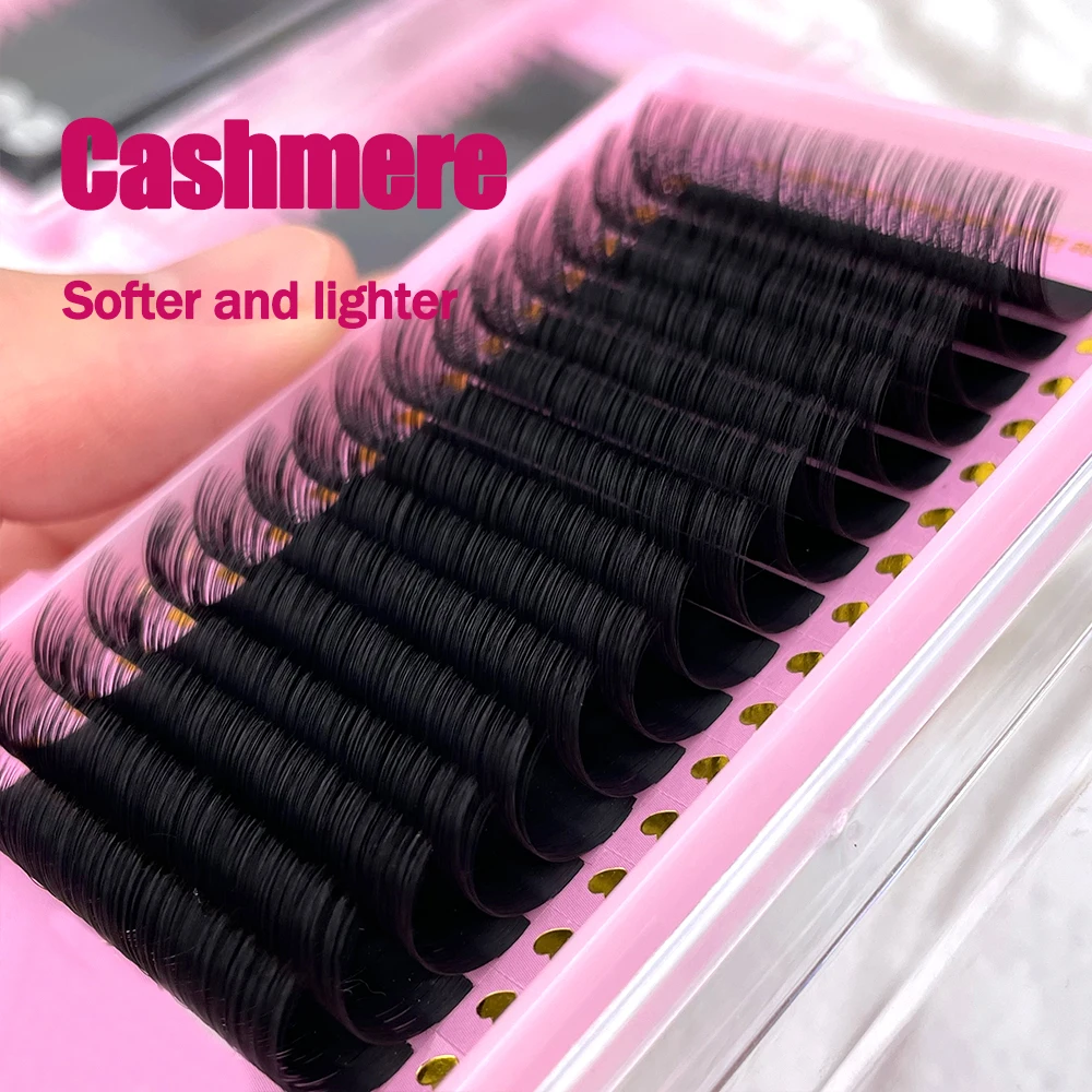 Cashmere Lash Extensions Tray 0.02 0.03 0.05 Premium Matte Black Volume Lash Wholesale 22MM 25MM PBT Eyelash Extension Trays