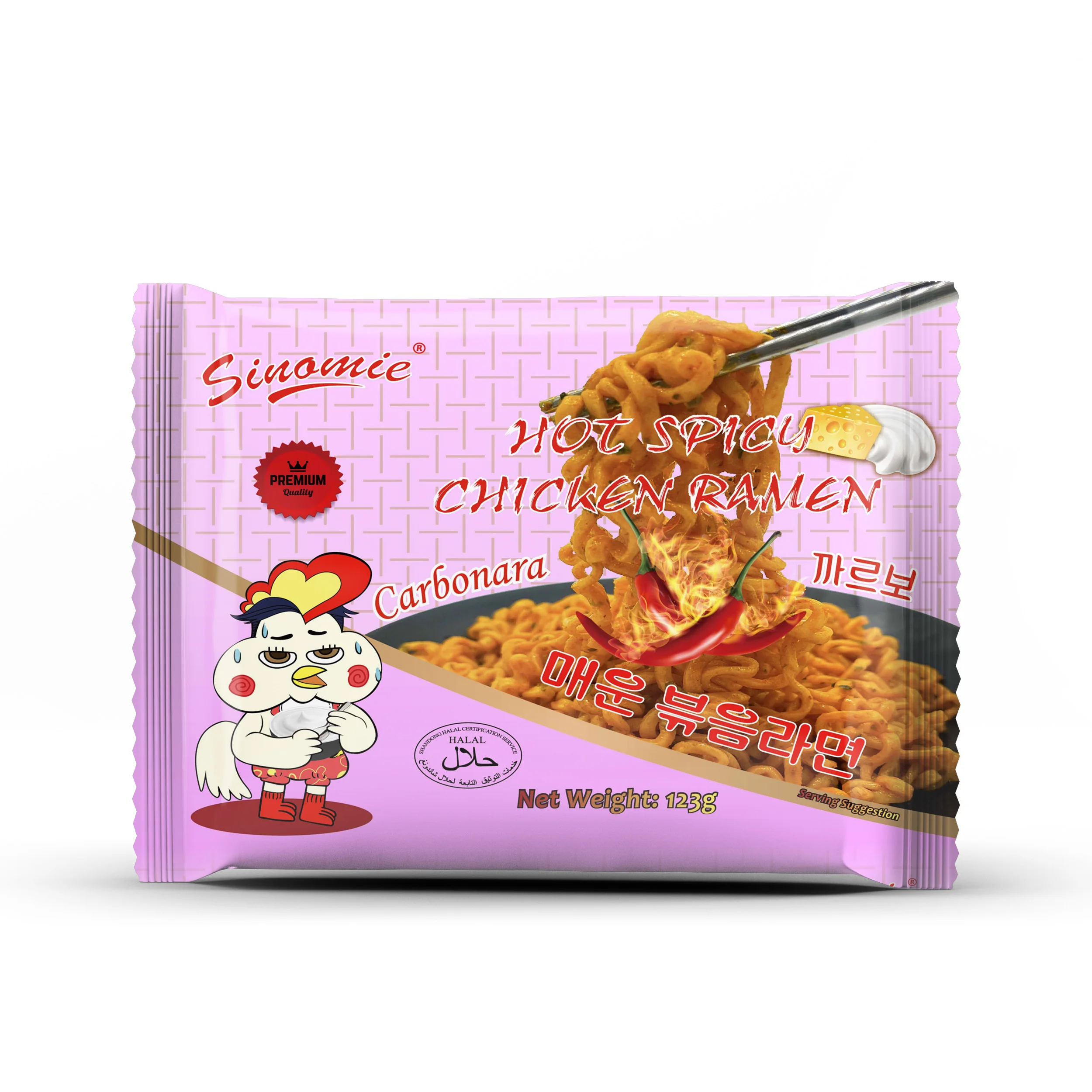 Wholesale SINOMIE Brand Coreano HALAL Ramen Noodles Buldak Carbonara Hot Spicy Chicken Korean Ramen Noodles