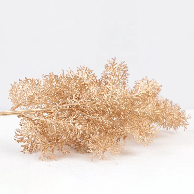 Amazon Hot Selling Decorative Golden Plastic Artificial Eucalyptus And Others Leaves