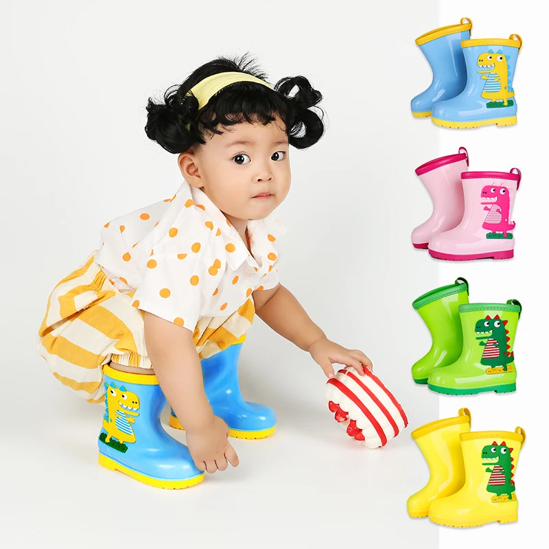 Wholesale Soft Children PVC Boys Waterproof Light Girls Lovely Animal Pattern Thermal Wellies Kids Rainboots