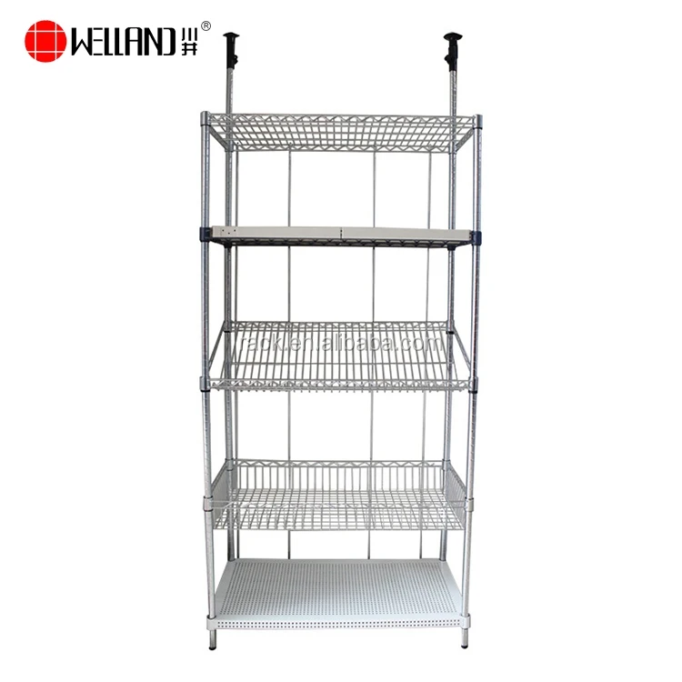 Home Use Household White Metal Metro Adjustable Wire Mesh Shelf Parts Basket Shelving Rack
