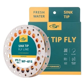 multi-size 4/5/6/7/8/9F 100 FT  in orange and black Weight Forward sink tip fly line for fly fishing suitable for freshwater