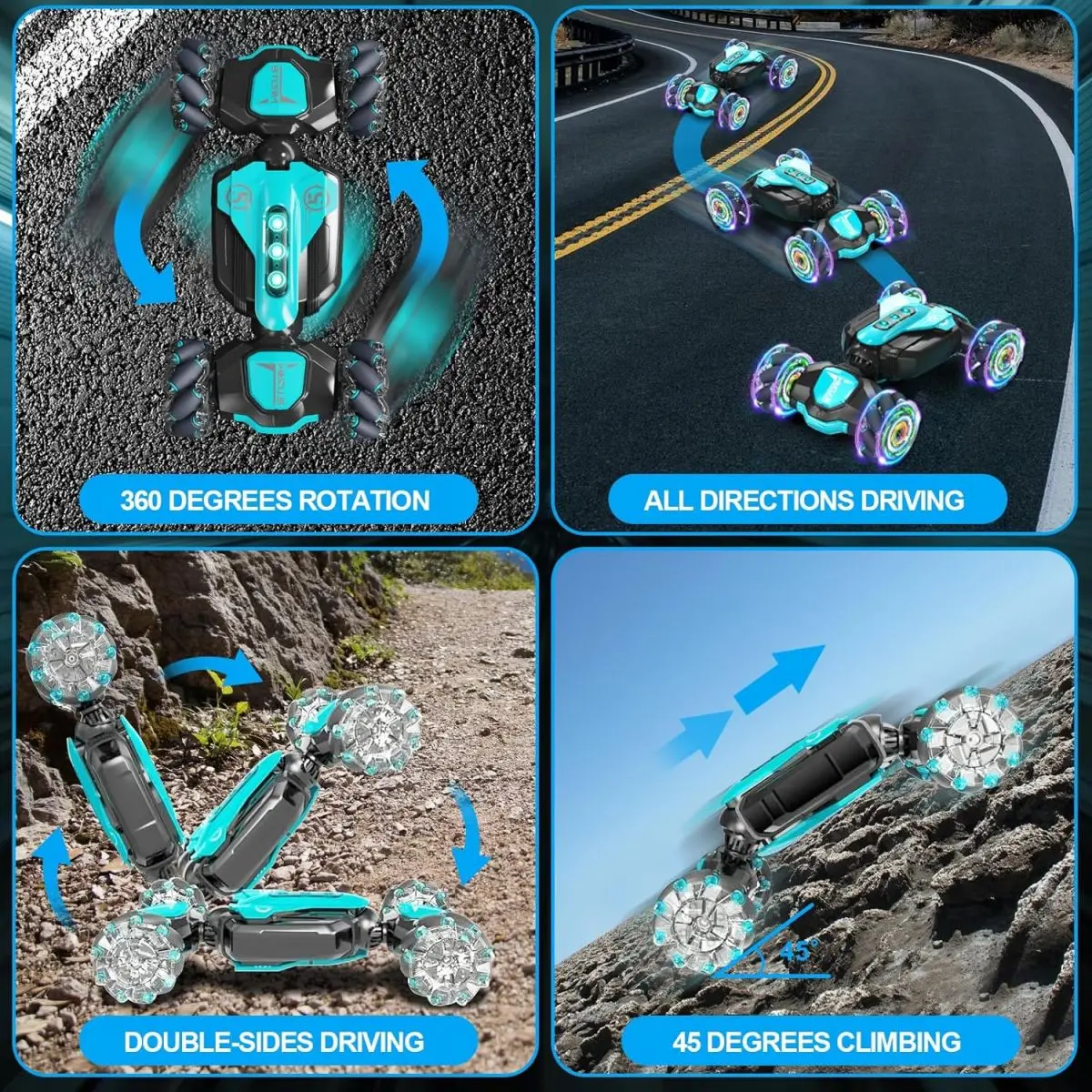 2.4Ghz Gesture Sensing RC Stunt Car 360 Rotating 4WD Racing Feature Charger Included Transformable Car Toys for Boys Girls