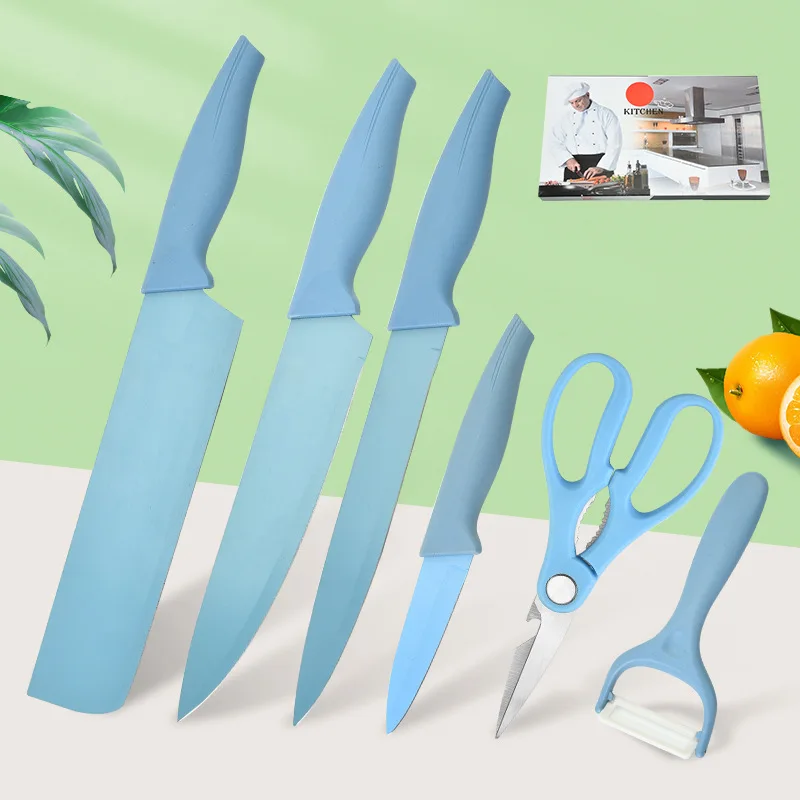 Factory direct wholesale stainless steel phoenix tail handle six piece set patent kitchen knife set