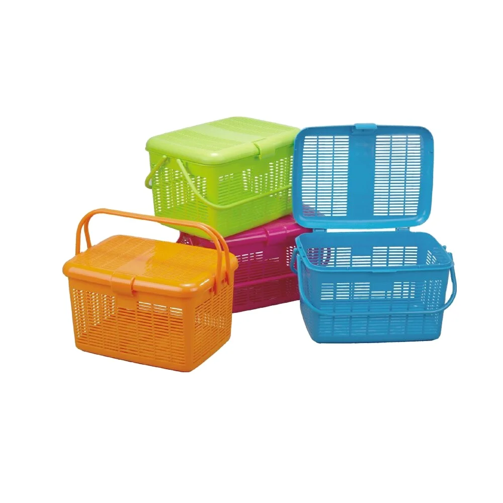 wholesale supermarket plastic shopping basket with lid pet basket with lid