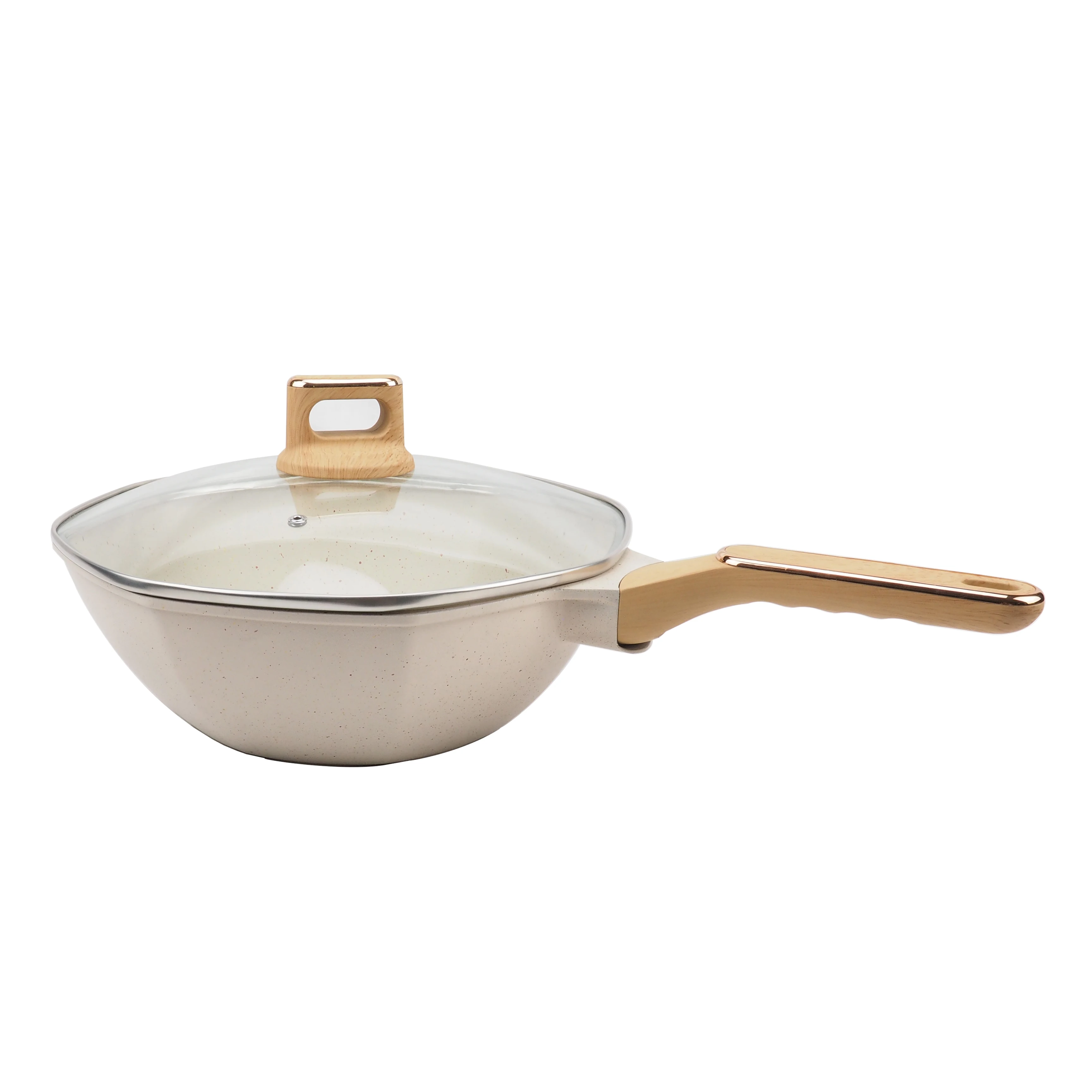 new style octagonal frying 12 inch anti-stick Skillet with glass lid 30cm cheap aluminum deep anti-stick coating pan cookware