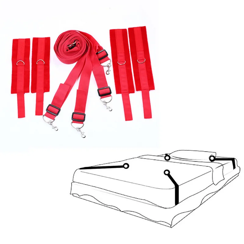 Adjustable Wrist Leg cuffs system fetish slave BDSM Game Bondage set sex straps Toys bed restraint for Couples