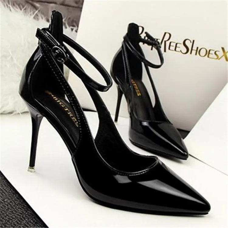 
New spring design trend fashion pumps sexy cusp beautiful women high-heel PU leather shoes JV844 