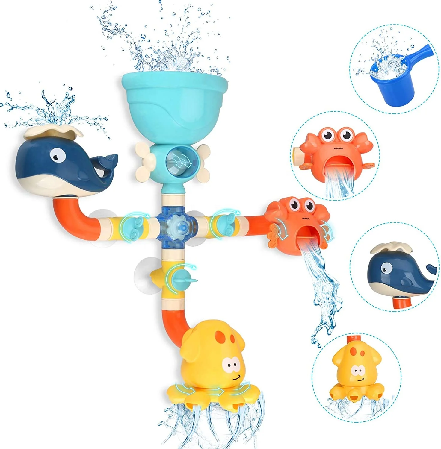 
Baby DIY Pipes Tubes Bath Wall Toy Waterfall Fill Spin and Flow Bath Toys Bathtub Toys for 2 3 4 Year Old Kids Fun Birthday Gift 