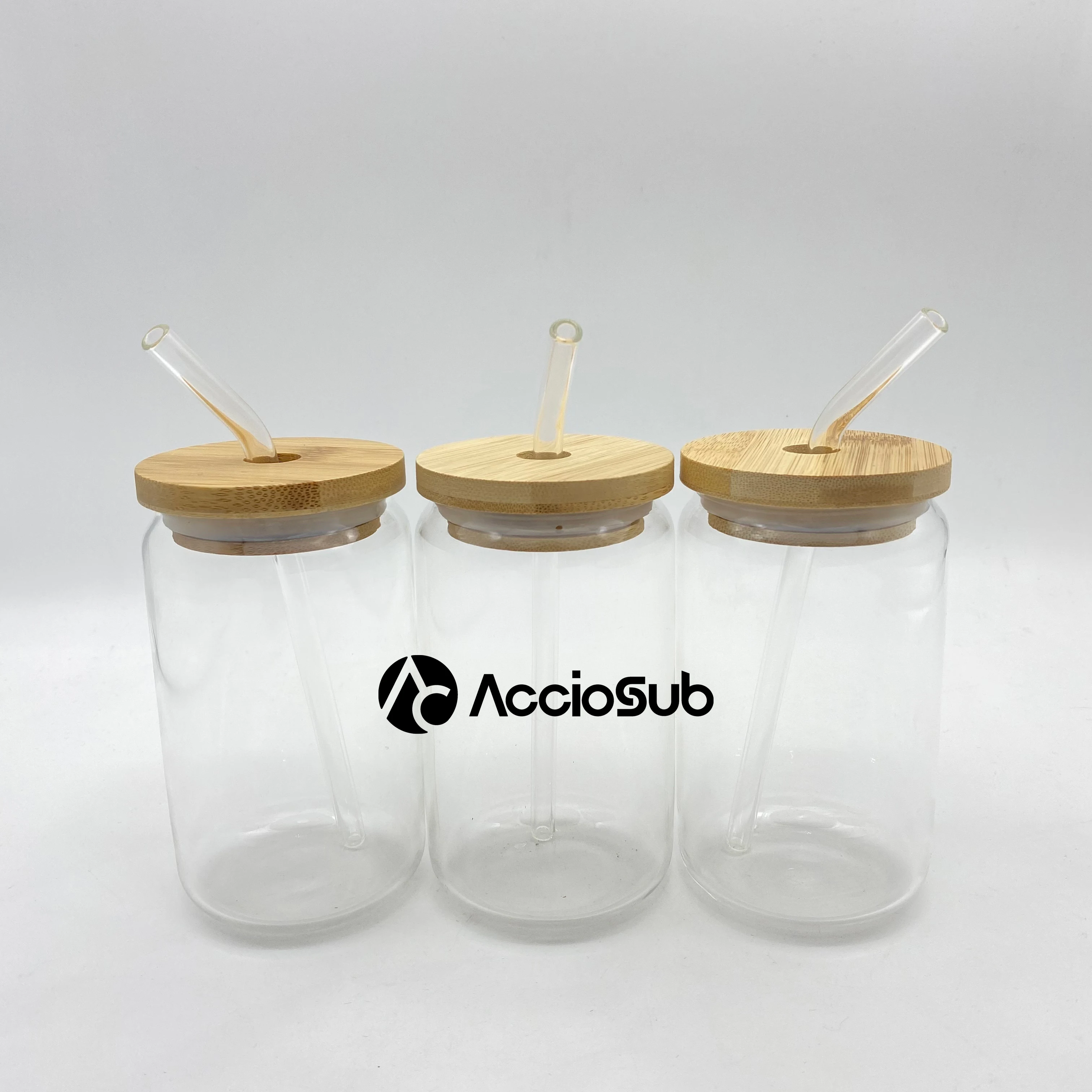 Top Popular New Design Heat Transfer Clear Can Craft Printing Photo DIY Bamboo Lid Jar Custom Sublimation Blank Glass Coke Can