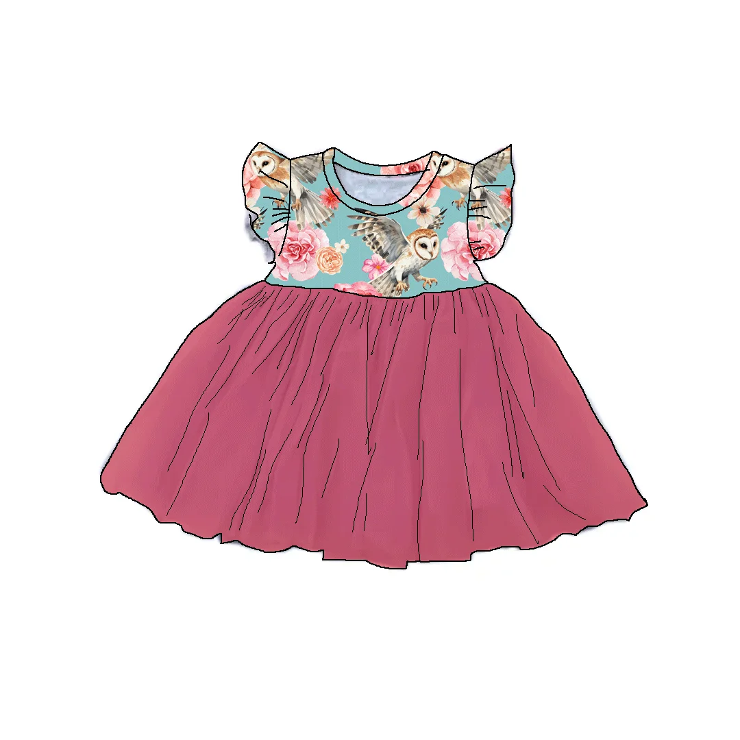 Soft Breathable Bamboo Fabric Custom love heart Patterns Newborn Baby Girl Maxi Dress with Long Sleeves bow Design