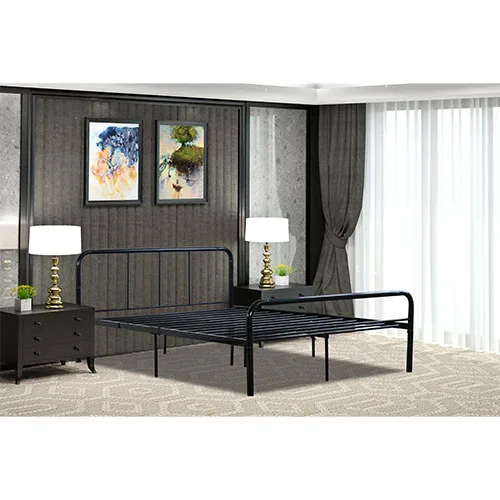 ENTRADA Modern Metal Bed Frame with Evergreen Design Curved Iron Headboard Single or Double Size for Bedroom Hotel or School