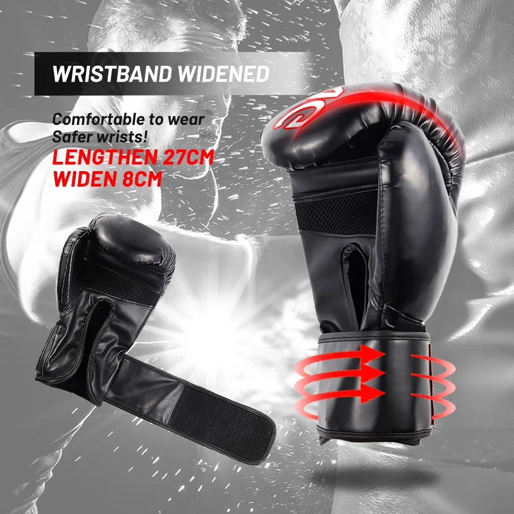 Amazon hot selling black leather boxing gloves product custom