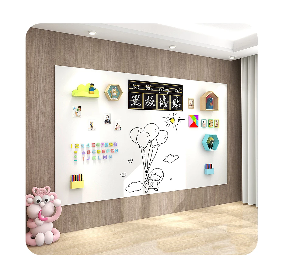 Self adhesive Iron sheet back magnetic dry erase soft whiteboard wall decal for school home office usage