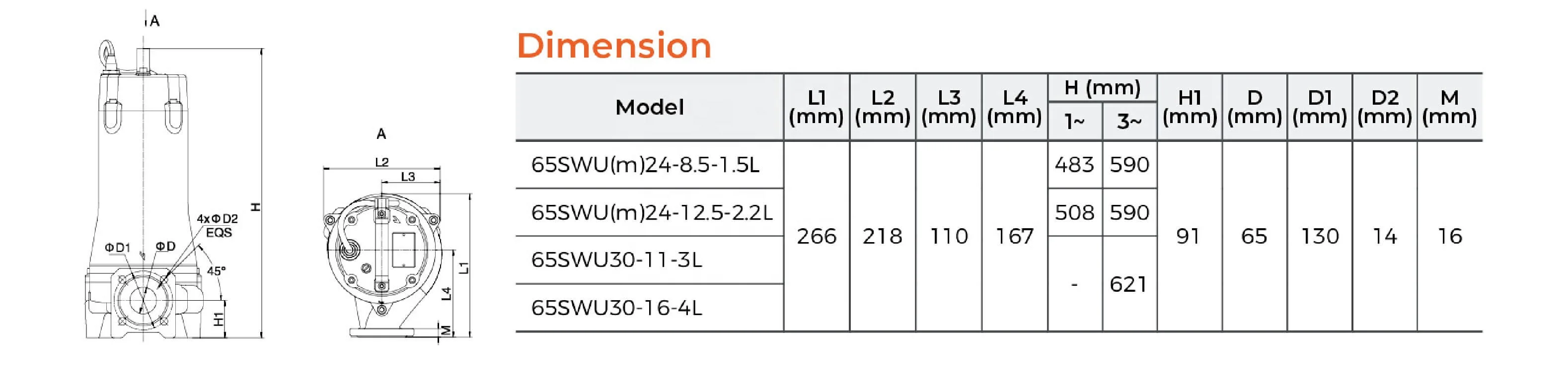 LEO 220V/380V/50Hz Flange Elbow Water Submersible Portable Sewage Pump