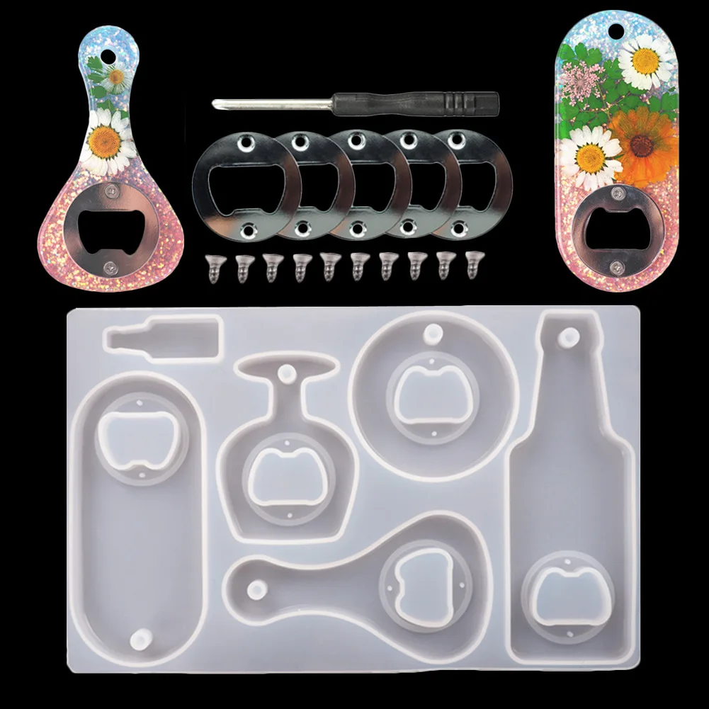 New Arrival Crystal Resin Molds For Beer Wine Bottle Opener DIY Epoxy Mirror Dry Flowers For Resin Mold Kit Wholesale
