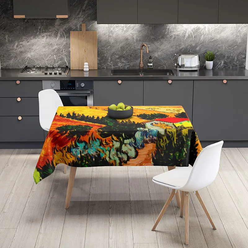 Beautiful Color Combination Pattern Polyester Tablecloths Creating Happy Atmosphere Table Cover for Special Days