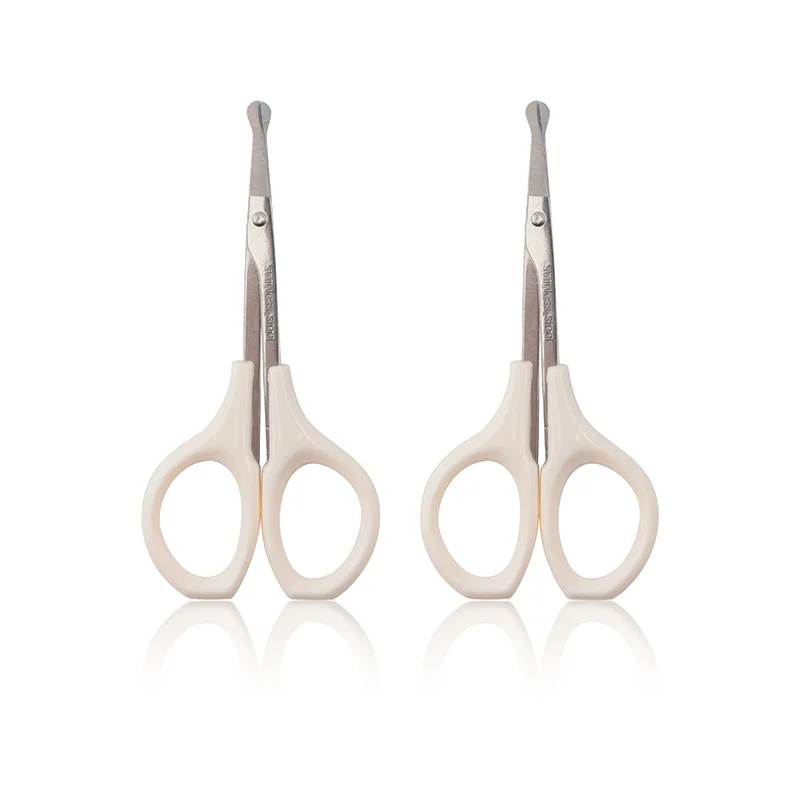 Value Fashion Stainless Steel Round Head Manual Eyebrow Round Nose Hair Safety Scissors Makeup Brush Set