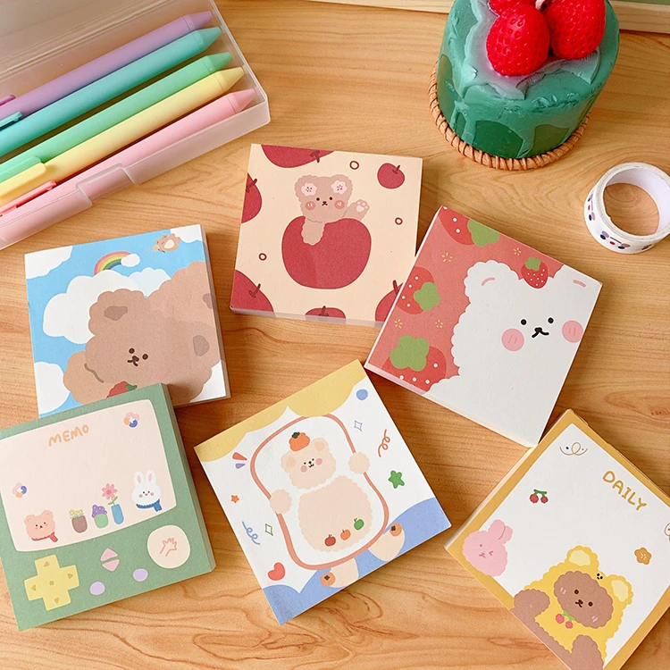 Kawaii Канцелярские стильные розовые клейкие заметки портативный блокнот для записей