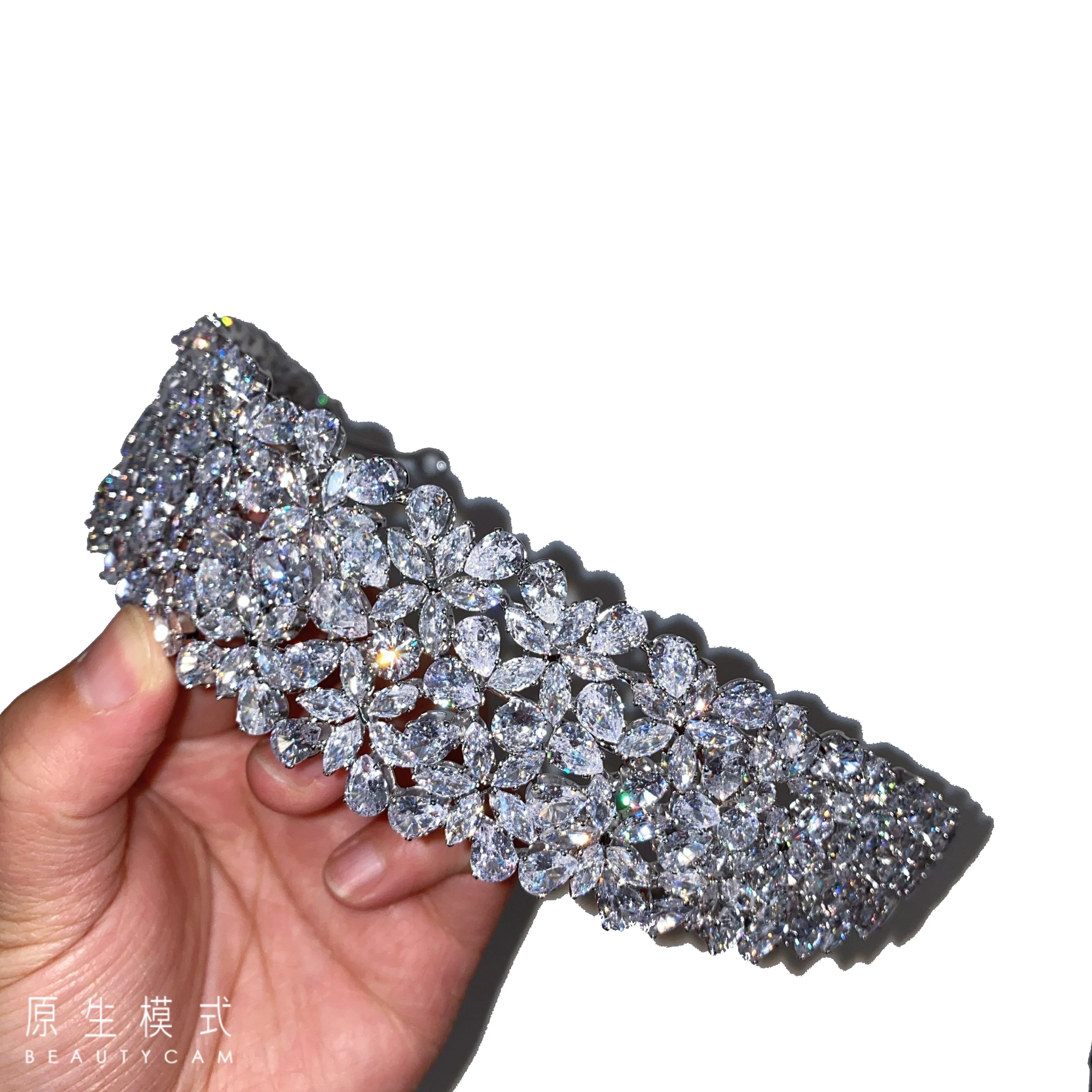 Wedding Hair Accessories Full Rhinestone Zircon Headband Oval CZ Rhinestones Bridal Queen Stars designs Tiara hair Band T0184