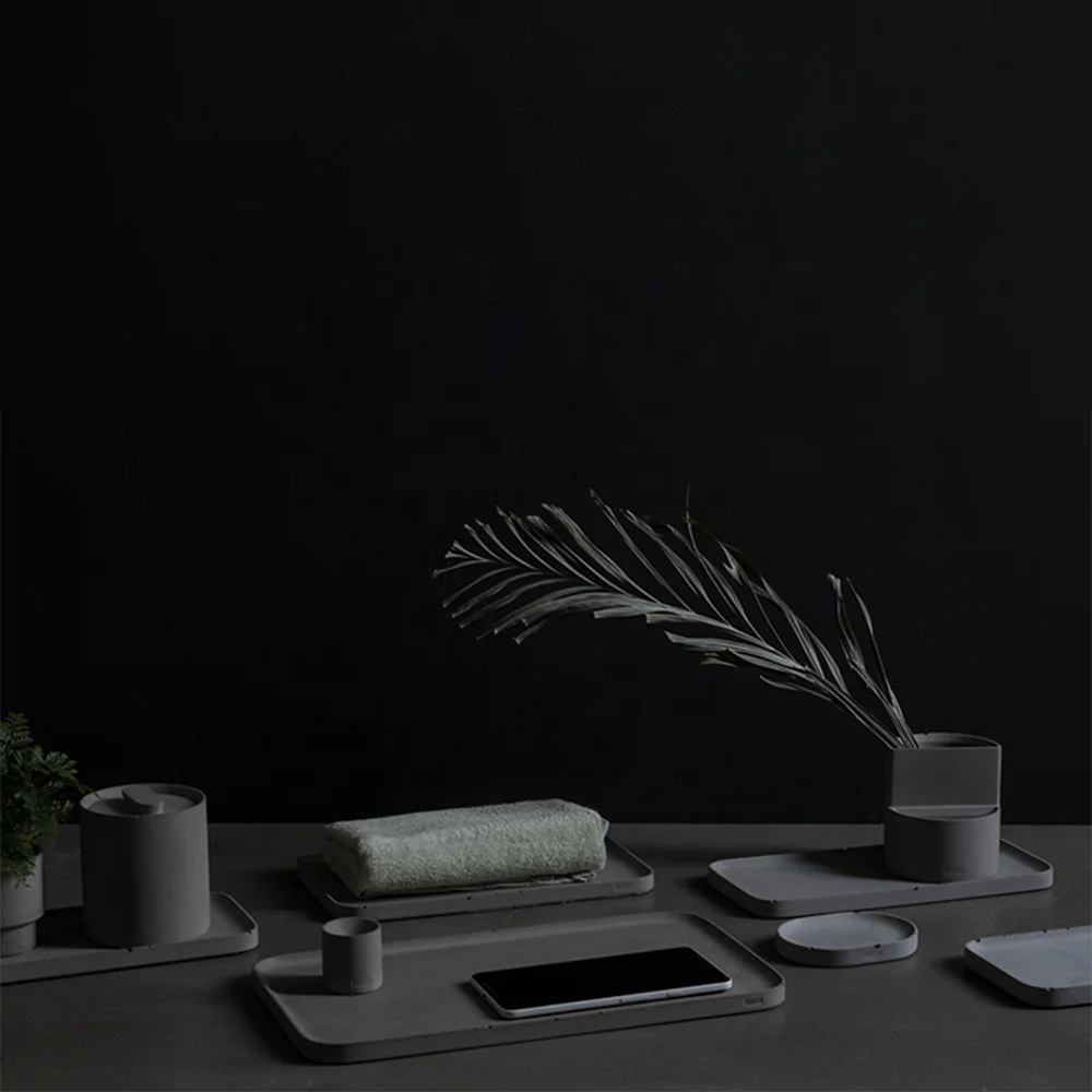 
BENTU HUI nordic simple grey concrete soap dish dispenser washroom bathroom combination 