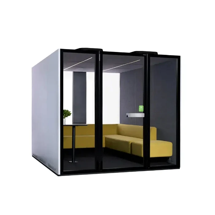 L-shape Portable Meeting Room C Pod Privacy Phone Booth for 6 Person 2400 X 2400 X 2280mm Soundproof Office Booth