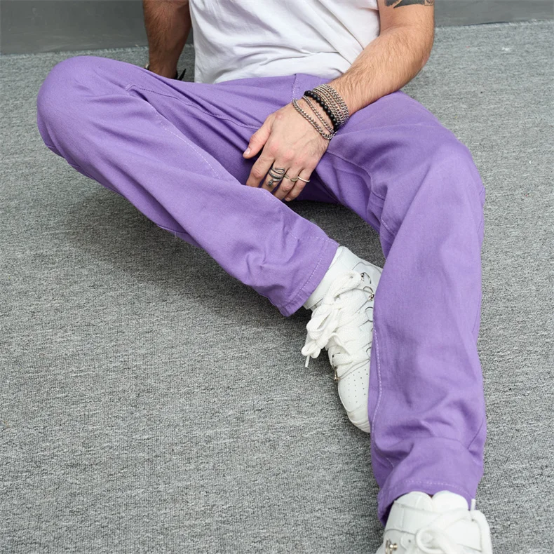 BB-J808-55 Fashion purple wax denim mens ripped hemp jeans men