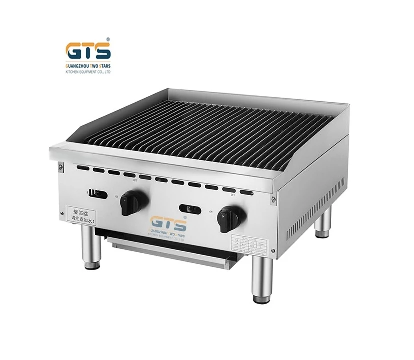 Commercial Gas Range 4 Burners Cooker stove with Lava Rock Grill and Gas Oven 1200mm Cooking Luxury Restaurant Kitchen Equipment