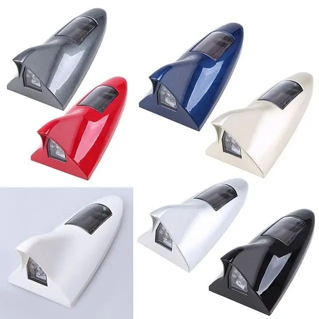 Solar Powered Car Shark Fin Antenna Car Aerials LED Warning Flash Strobe Tail Light Lamps 6 Colors