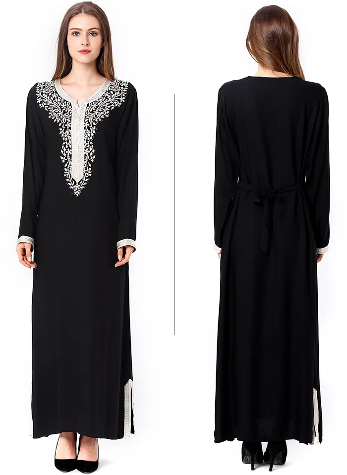 Middle East Popular Round Neck Long-Sleeved Prayer Ramadan Long Skirt Women Muslim Dress