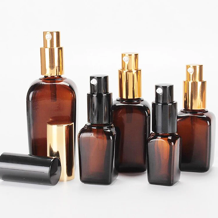 luxury refillable  liquid glass face hair oil essential oil dropper square bottle