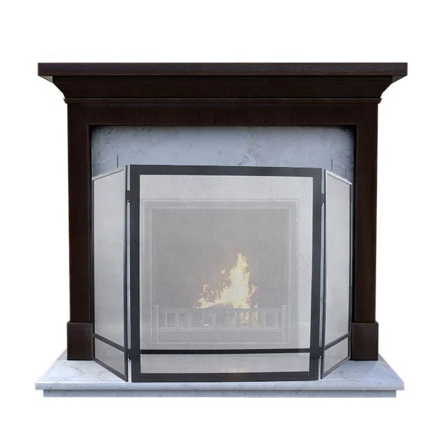 New durable wholesale hot selling 3 leafs panel metal fireplace screen mesh curtain