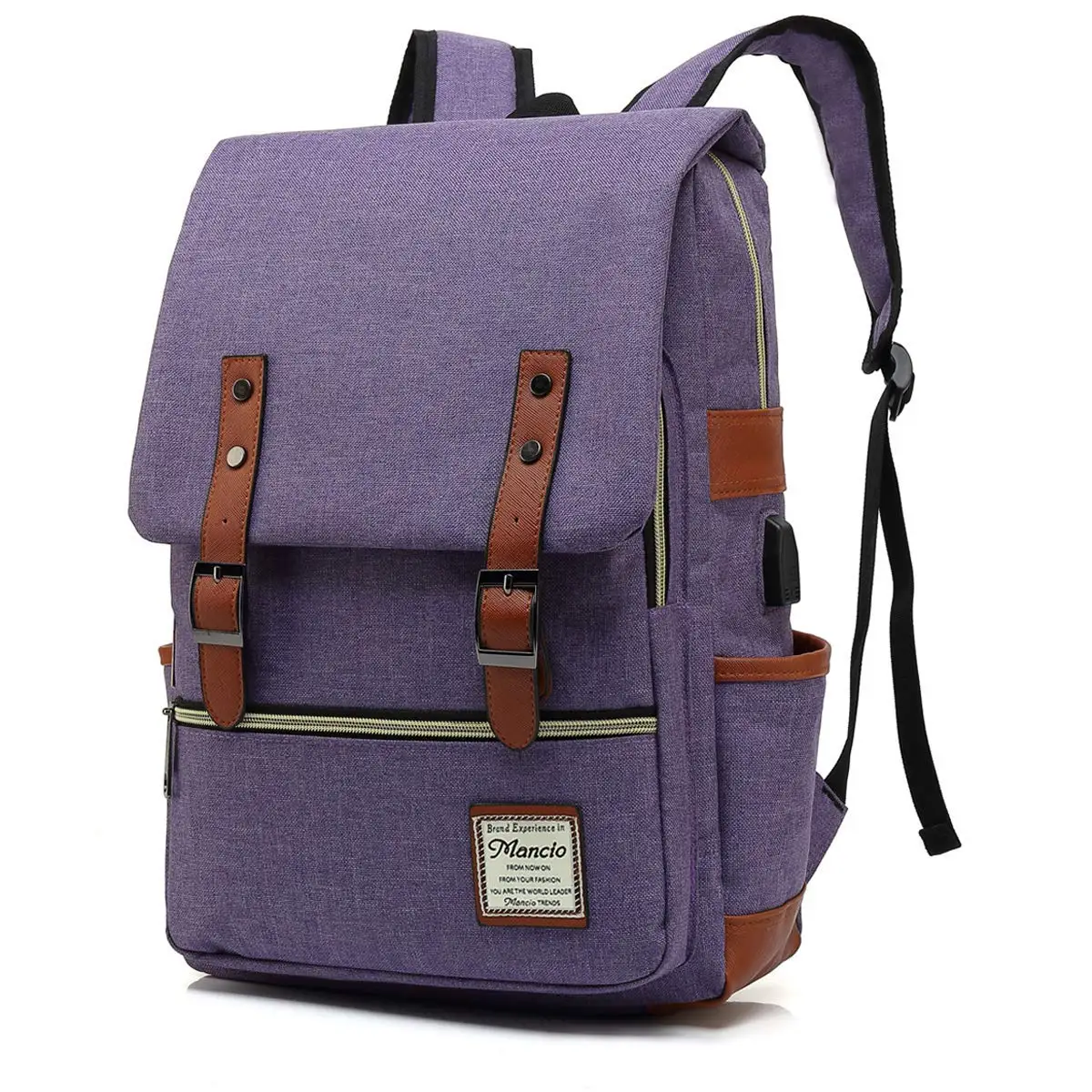 Custom Travel Vintage Canvas Backpack USB Port Laptop Backpack Outdoor School College Backpack