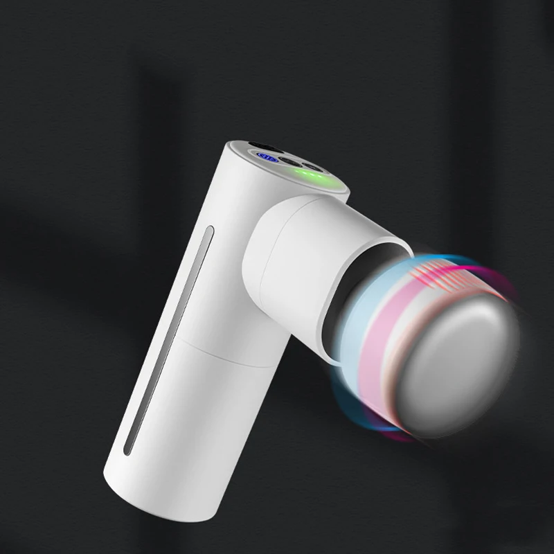 Heated Massage Gun Mini White Handheld Deep Tissue Percussion Massager Gun with Heat and Cool Head for Pain Relief