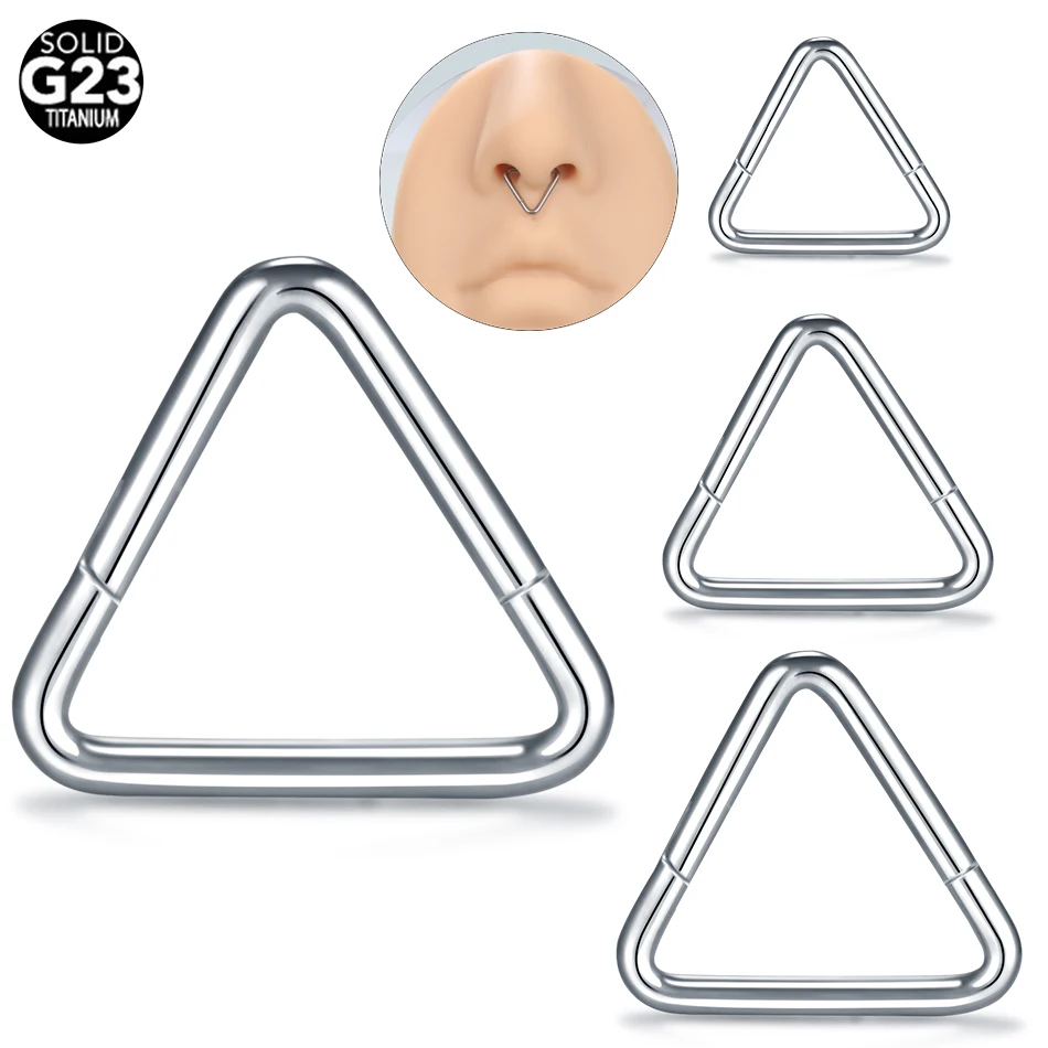 Factory Price G23 Titanium Hinged Segment Hoop Nose Septum 16G Triangle Body Piercing Jewelry