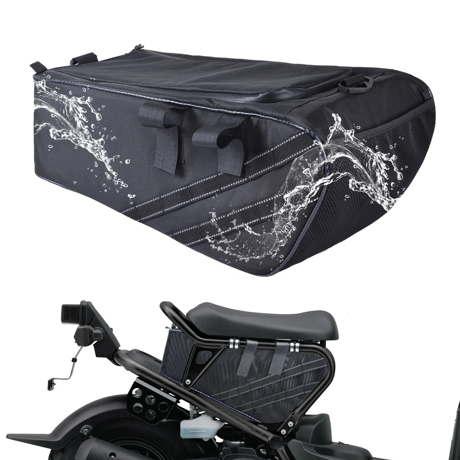 Black Motorcycle Rear Back Seat Bags Under Seat Cargo Storage Bag Luggage Waterproof Backpack For Honda Ruckus Zoomer 2010-2021