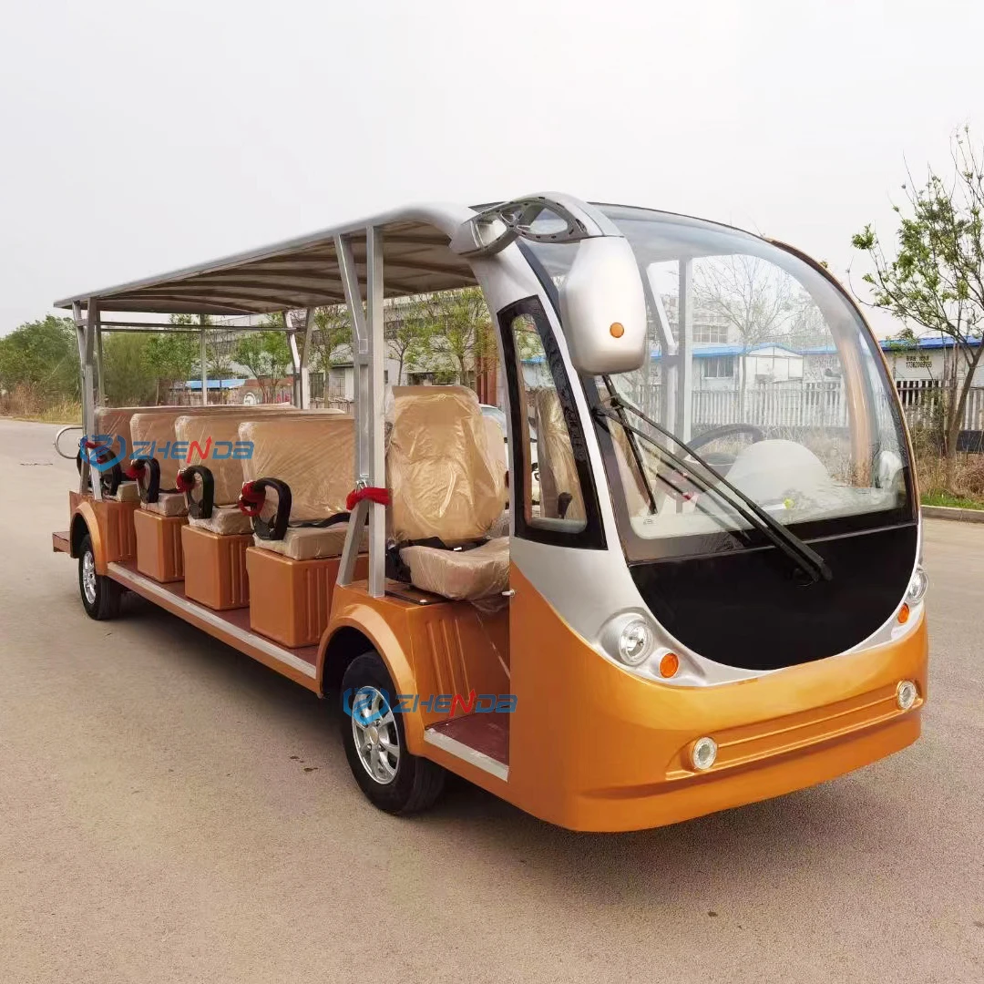 Champagne color Tourist bus city 8/1/14 seat Sightseeing bus Campus electric mobile Shuttle bus for sale at low price