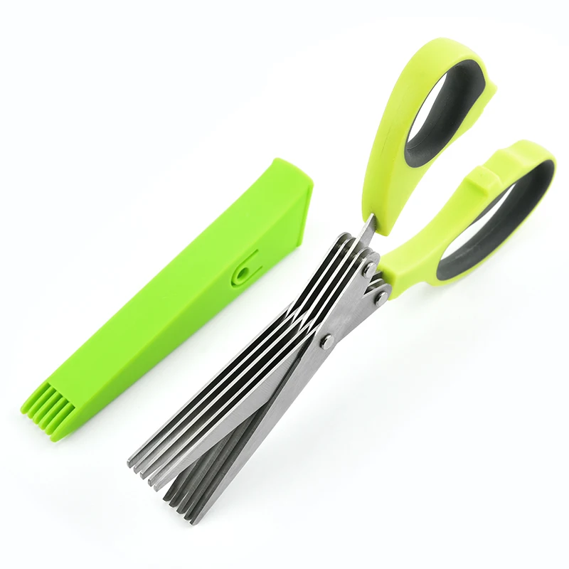 Professional Kitchen Scissors Stainless Steel 5 Blades Tailor Herb With