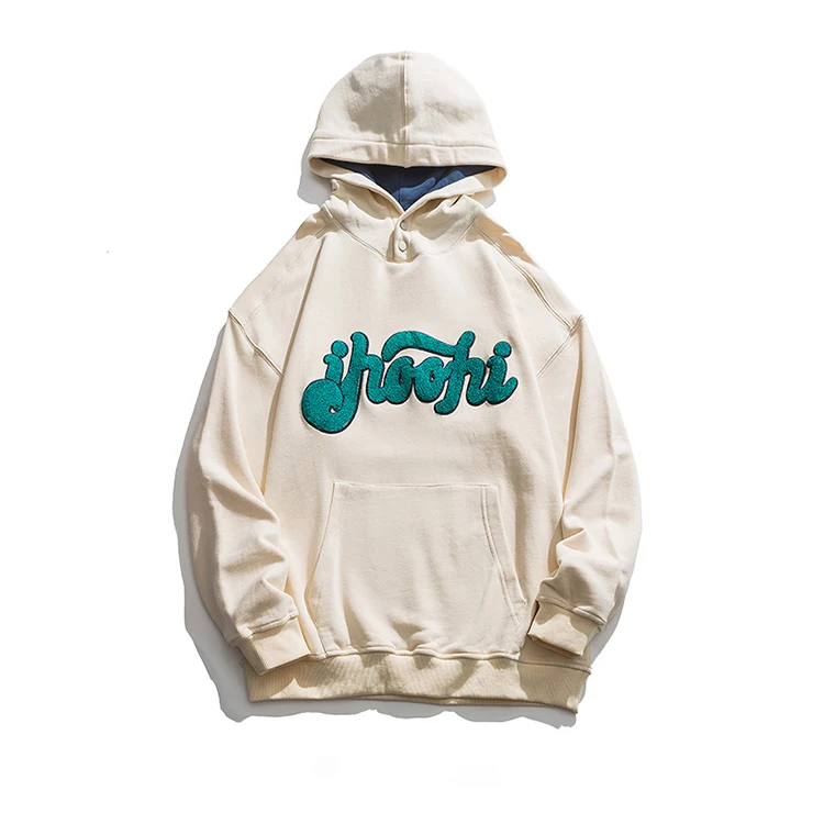 Dec Custom Hoody Sweat Suits Sustainable Beige Organic Cotton Hoodie Autumn Winter Workout Chenille Embroidery Hoodies