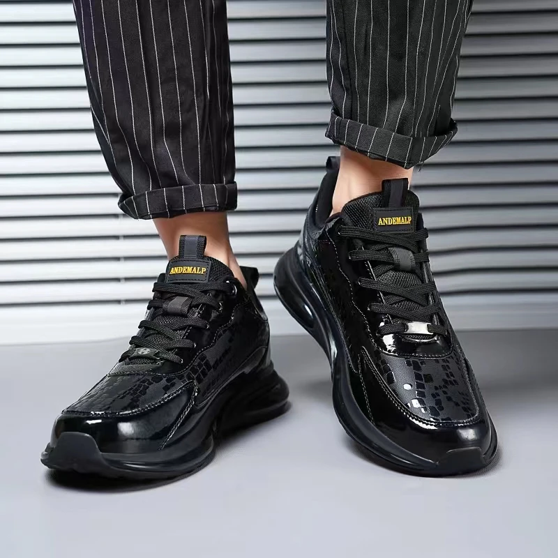 Factory wholesale  Autumn Leather noctilucent sports Casual Shoescushion breathable Lightweight sports running shoes